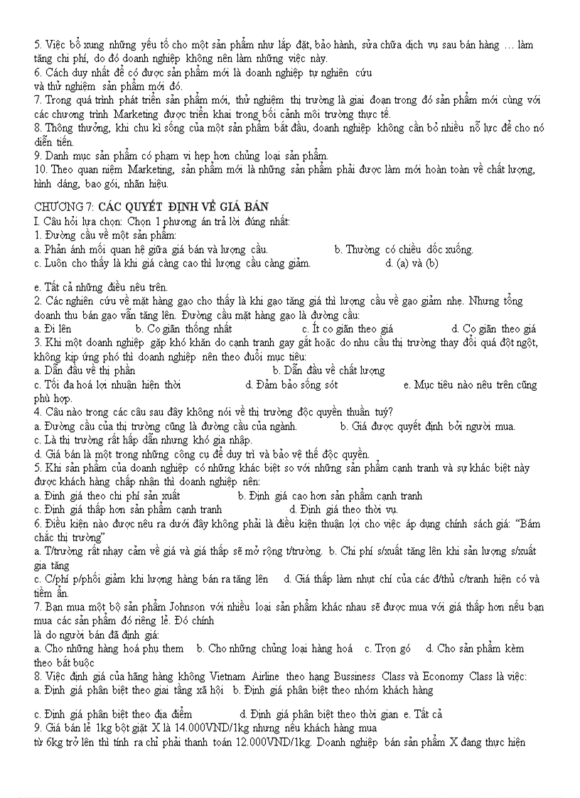 image for page Đề thi Maketing và đáp án