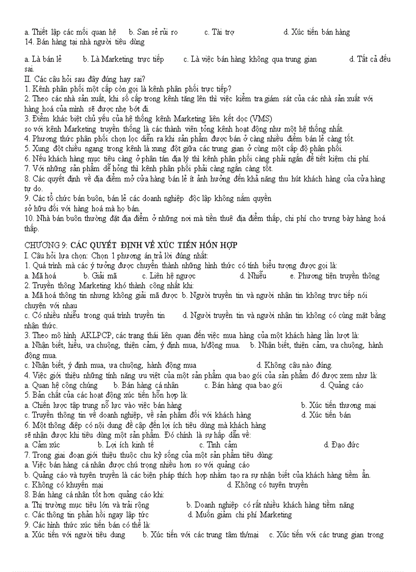 image for page Đề thi Maketing và đáp án