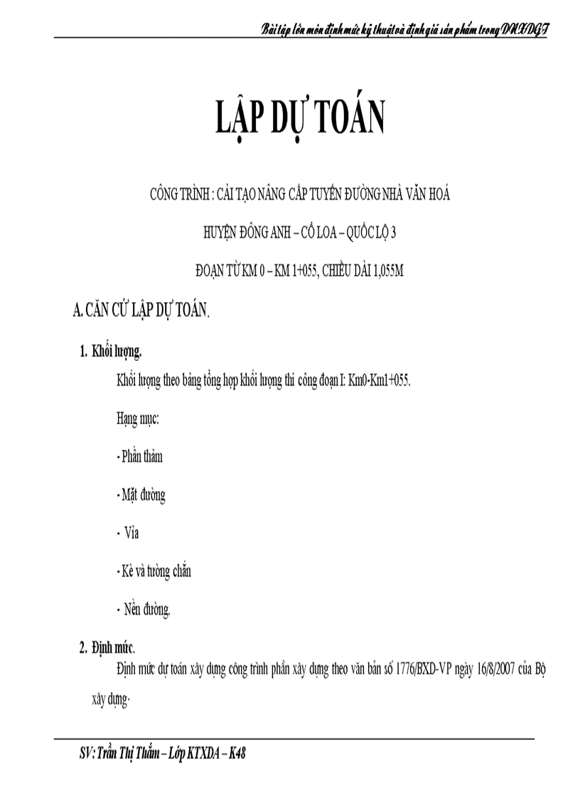 image for page Lập dự toán cho một công trình