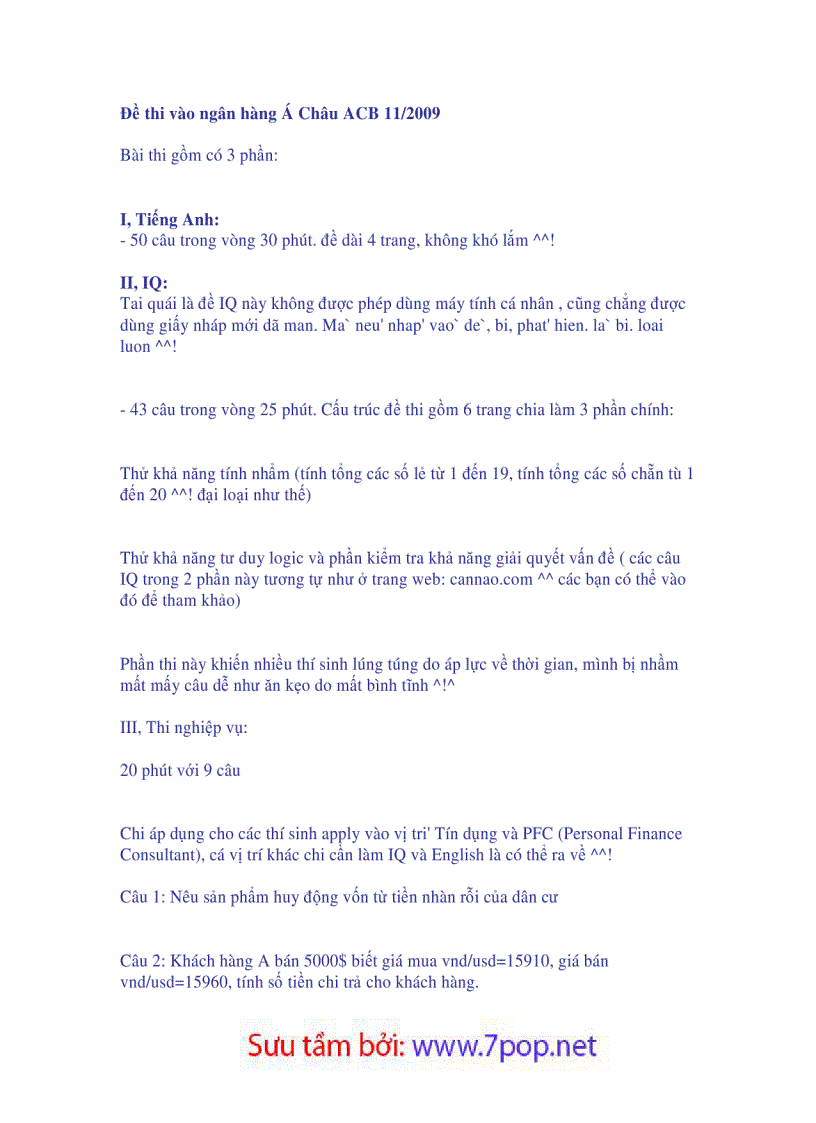 image for page Đề thi tuyển vào các Ngân Hàng