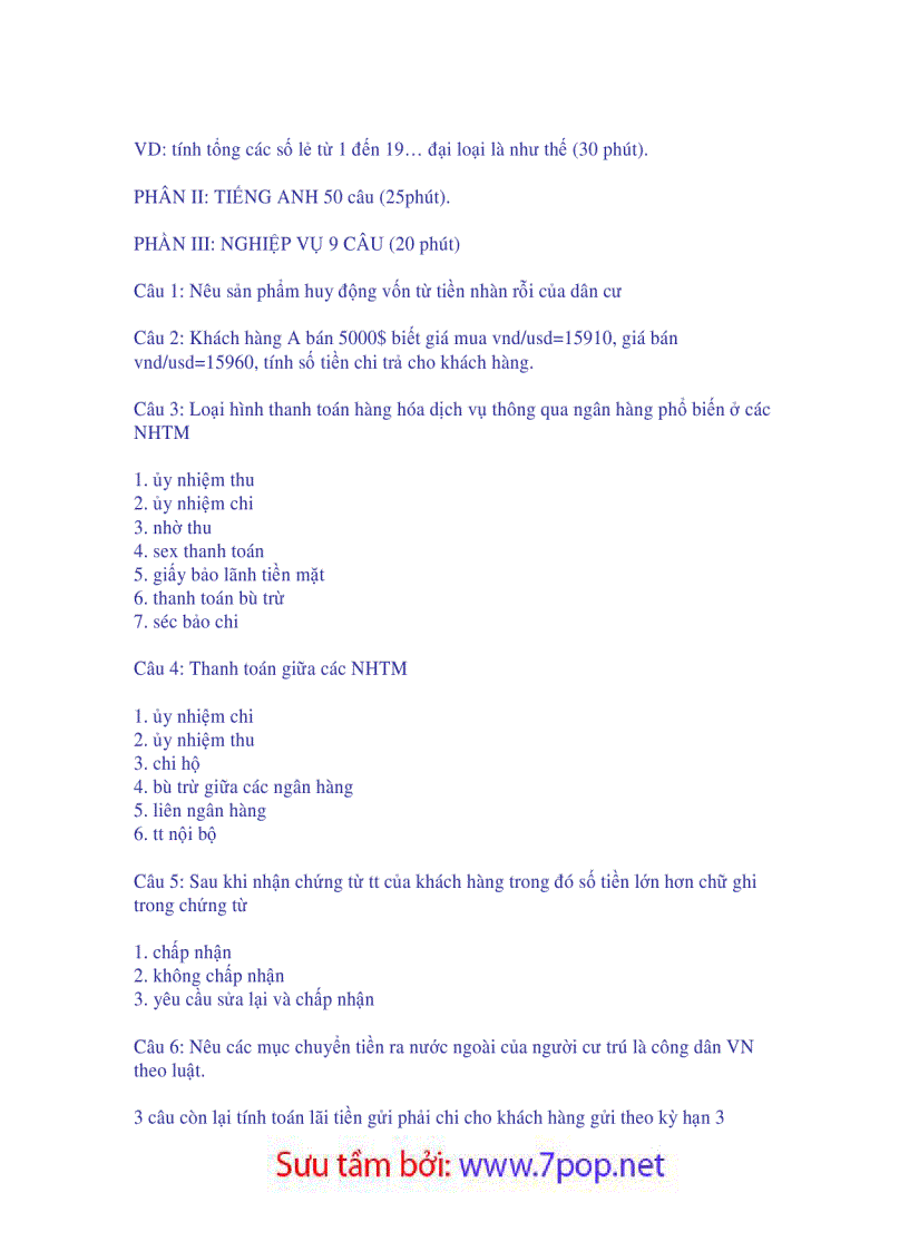 image for page Đề thi tuyển vào các Ngân Hàng