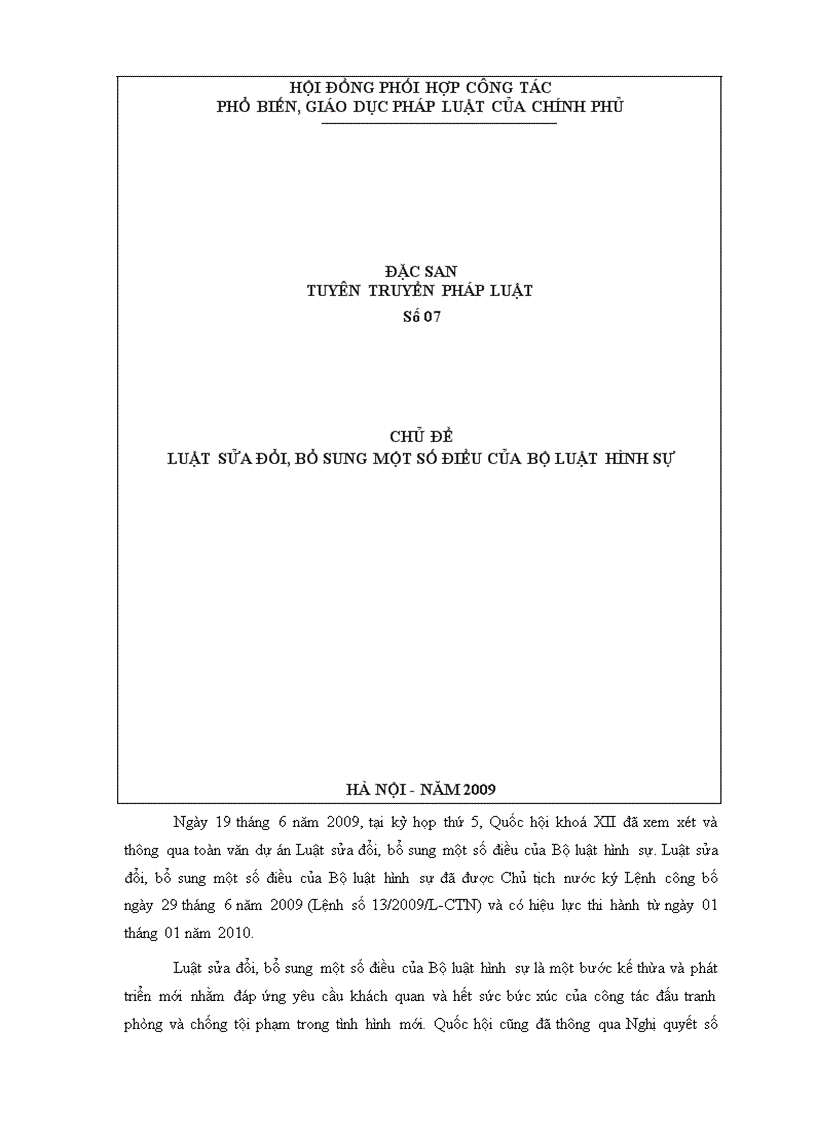 image for page Đặc san về luật sửa đổi bổ sung một số điều của luật hình sự