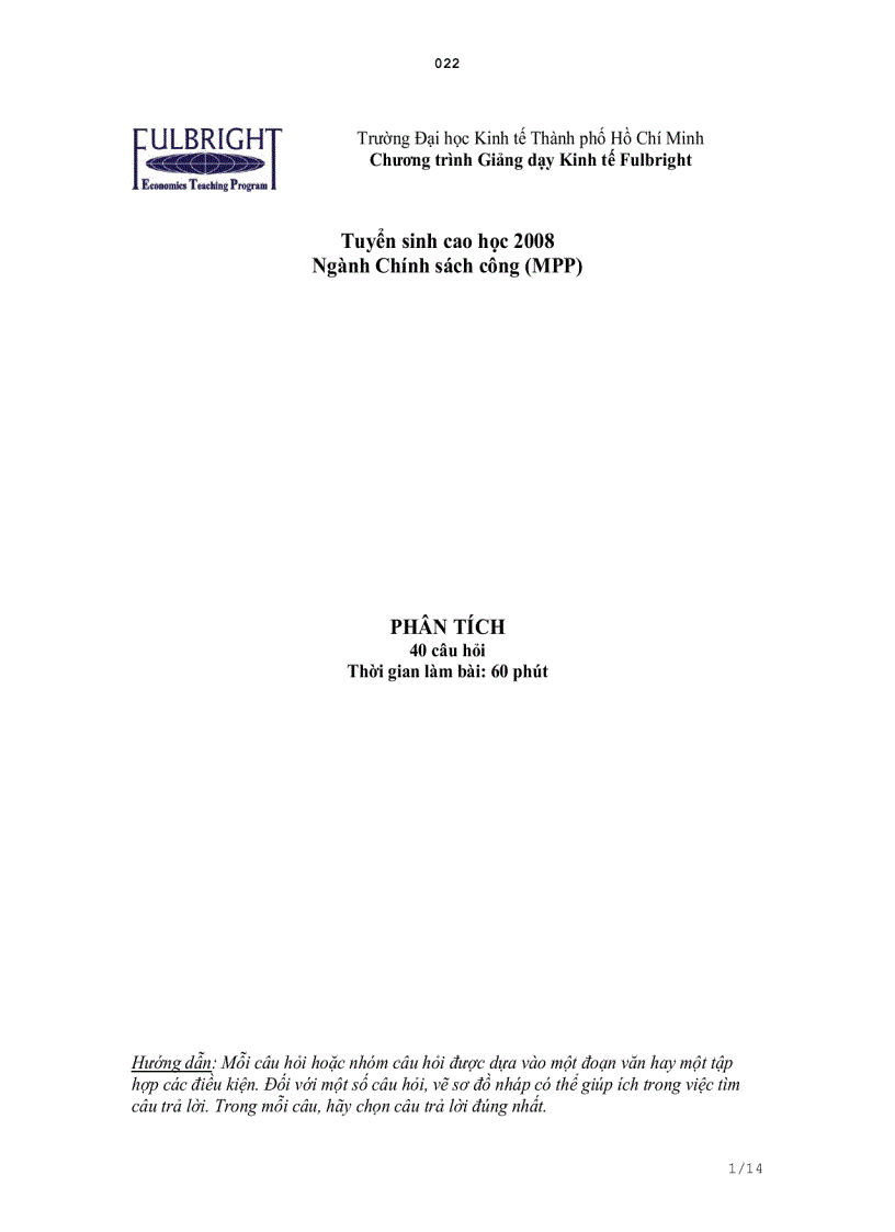 image for page Đề thi tuyển sinh Thạc sĩ Chính sách công Trường Đại học Kinh tế Thành phố Hồ Chí Minh