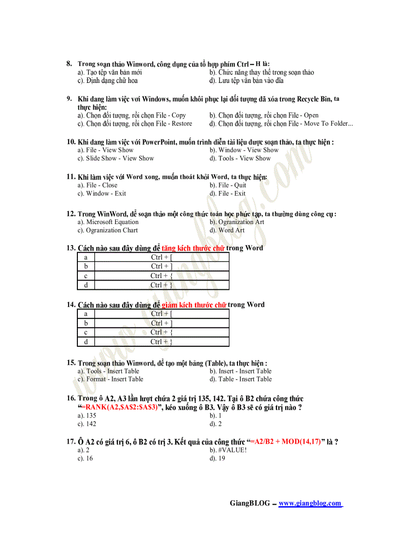 image for page Đề thi Tin học vào Agribank 7 11 2010