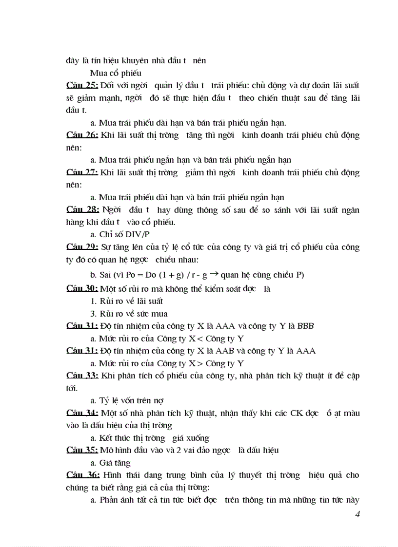 image for page 200 câu hỏi trắc nghiệm phân tích và đầu tư chứng khoán