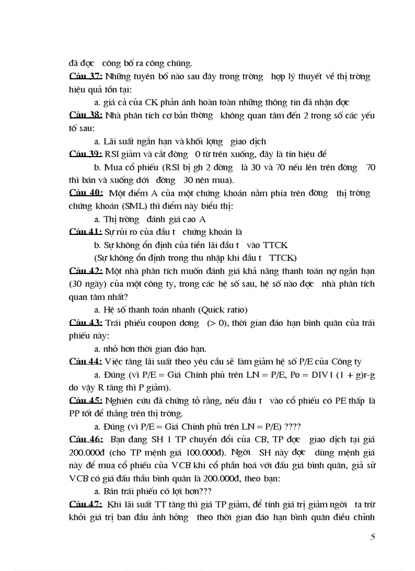 image for page 200 câu hỏi trắc nghiệm phân tích và đầu tư chứng khoán