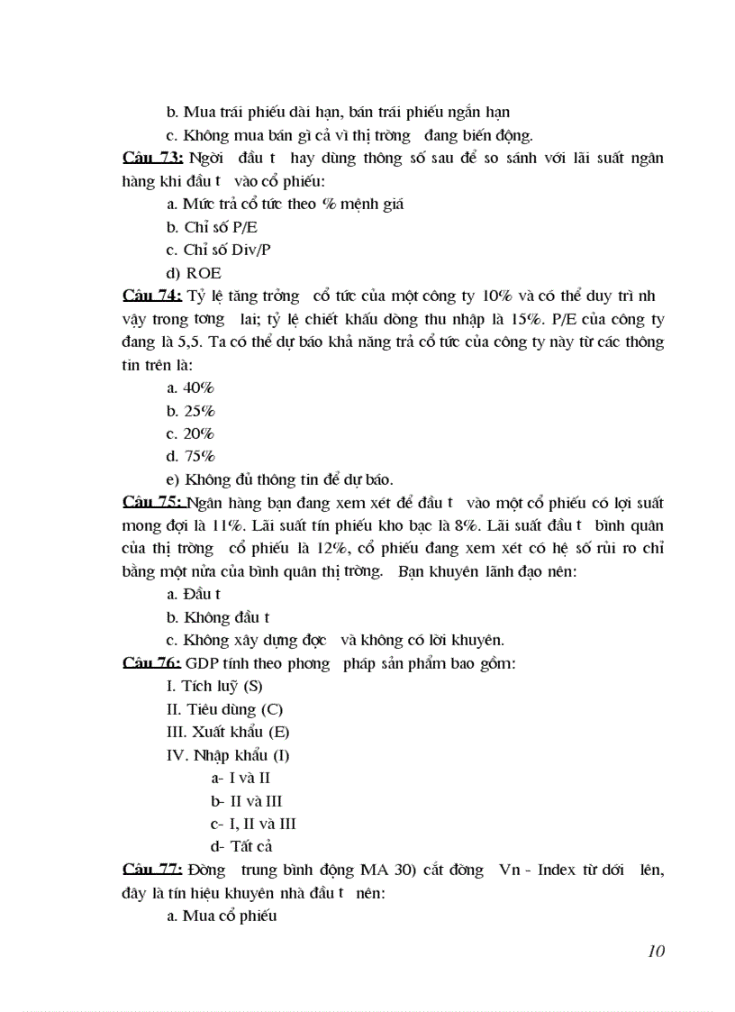 image for page 200 câu hỏi trắc nghiệm phân tích và đầu tư chứng khoán