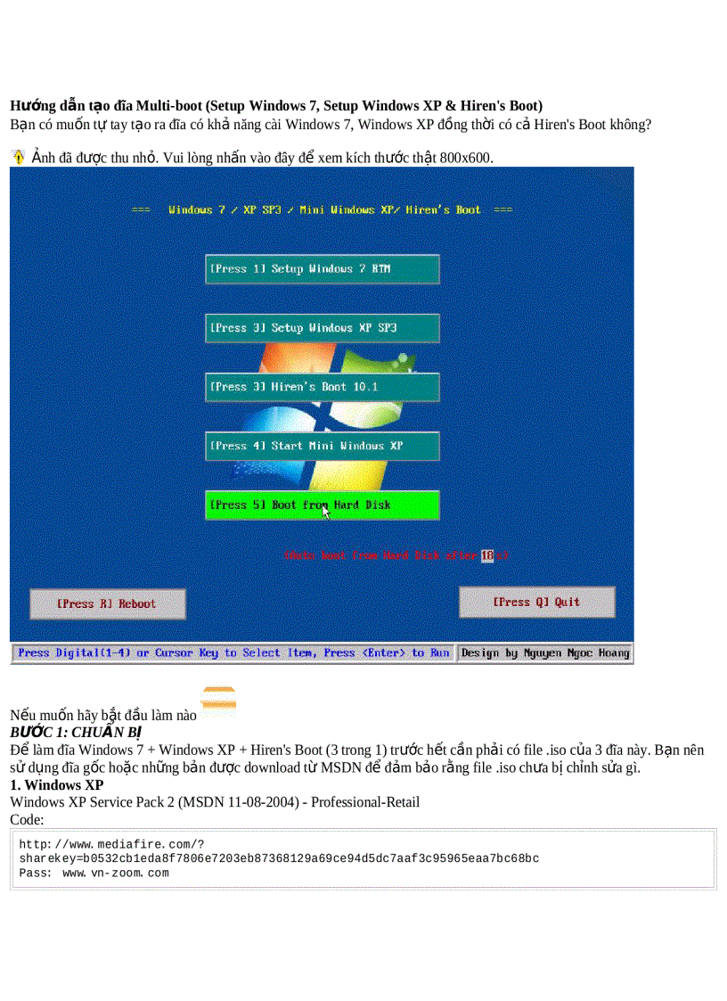 image for page Hướng dẫn tạo đĩa Multi boot Setup Windows 7 Setup Windows XP Hiren s Boot