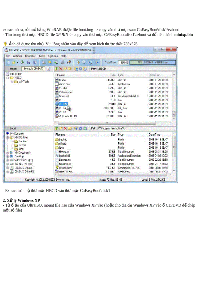 Hướng dẫn tạo đĩa Multi boot Setup Windows 7 Setup Windows XP Hiren s Boot