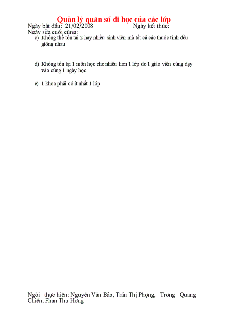 image for page Phân Tích Thiết Kế Hệ Thống Quản lý quân số đi học của các lớp