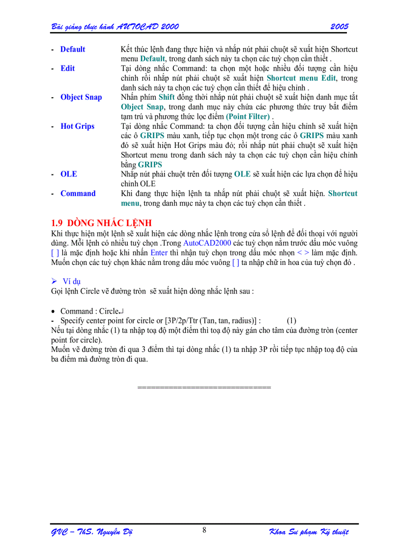 image for page Giáo trình bài giảng Autocad 2000 Đại Học Bách khoa
