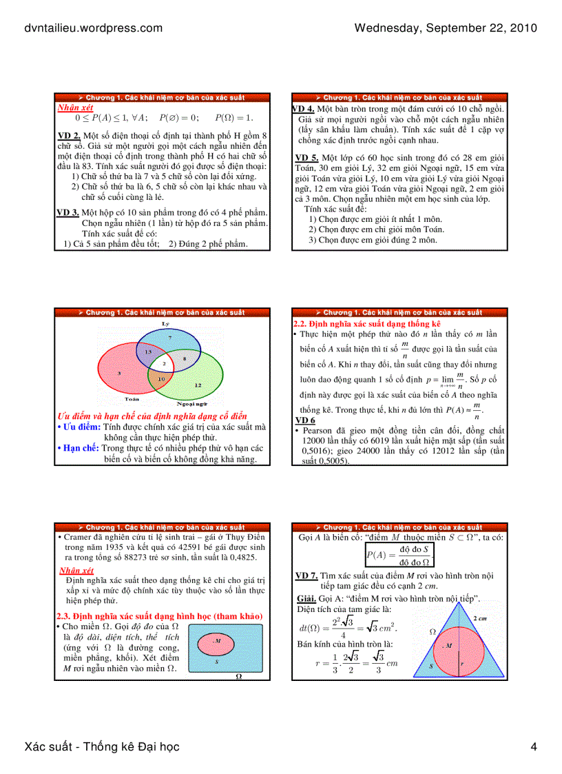 Slides Xác Suất Thống Kê ĐH Công Nghiệp Tp HCM