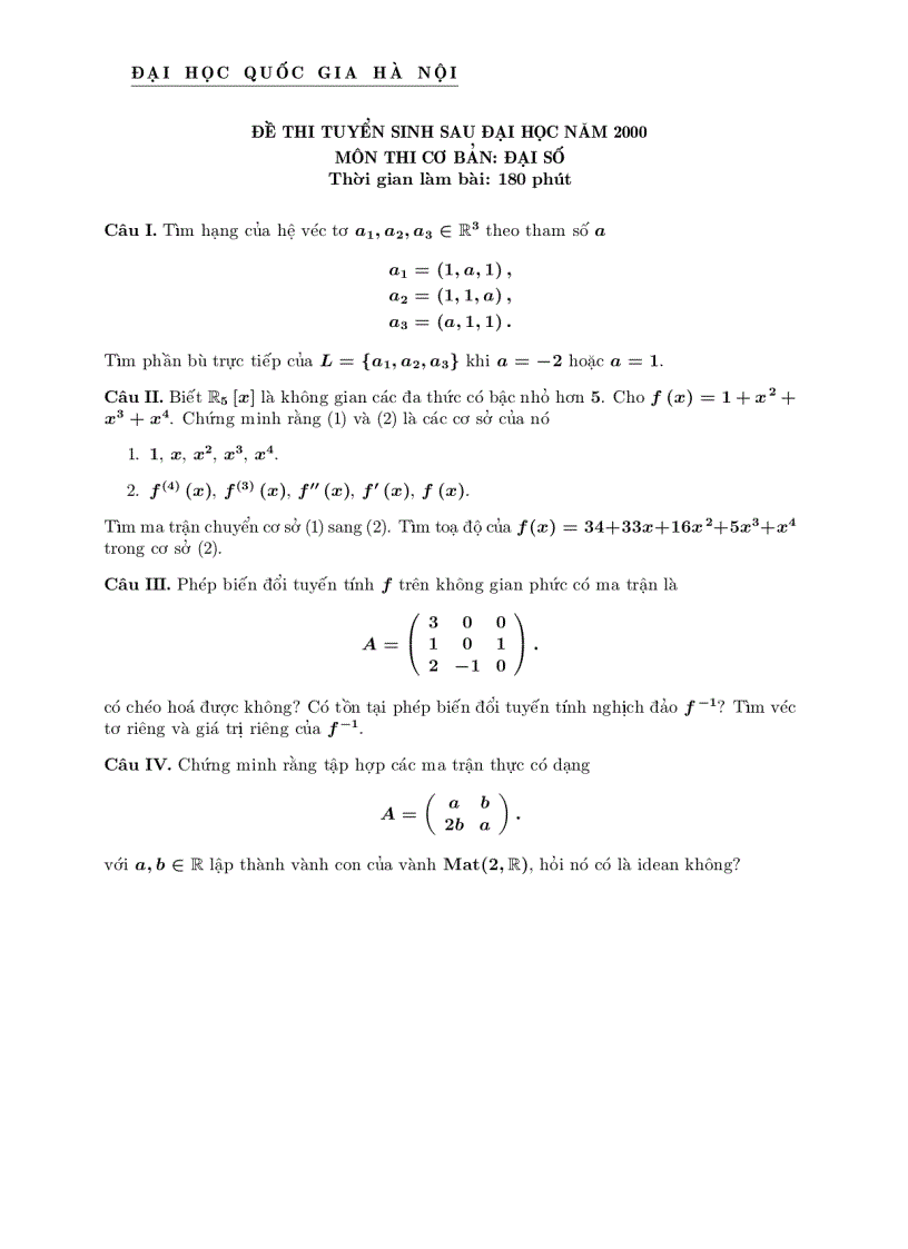 image for page Đề thi cao học toán từ 1998 đến 2008