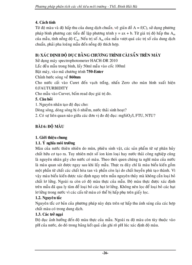image for page Phương pháp phân tích các chỉ tiêu môi trường Đinh Hải Hà