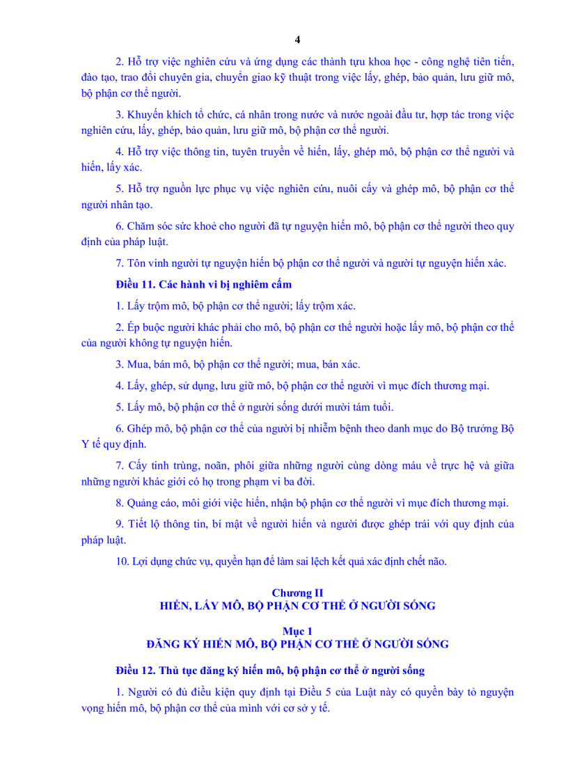 image for page Luật hiến lấy ghép mô bộ phận cơ thể người và hiến lấy xác 2006