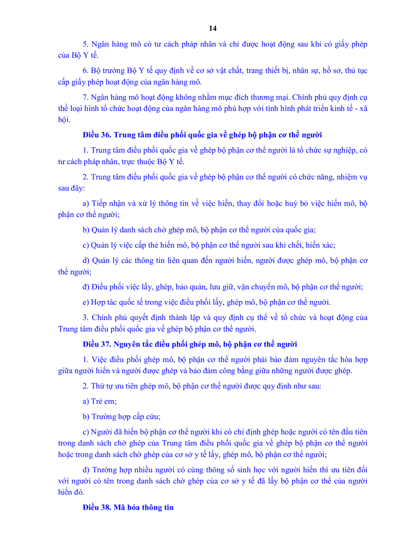 image for page Luật hiến lấy ghép mô bộ phận cơ thể người và hiến lấy xác 2006