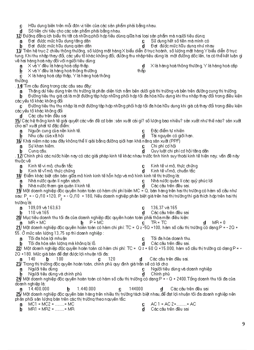 image for page 16 đề thi kinh tế vi mô Trắc nghiêm