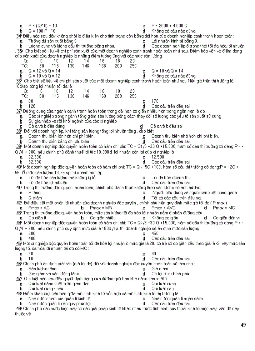 image for page 16 đề thi kinh tế vi mô Trắc nghiêm