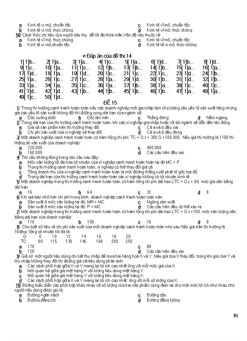 image for page 16 đề thi kinh tế vi mô Trắc nghiêm