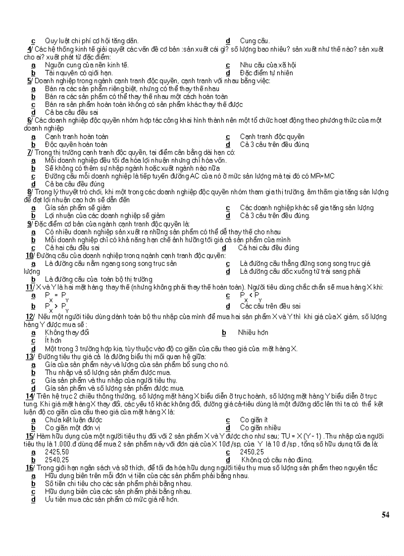image for page 16 đề thi kinh tế vi mô Trắc nghiêm