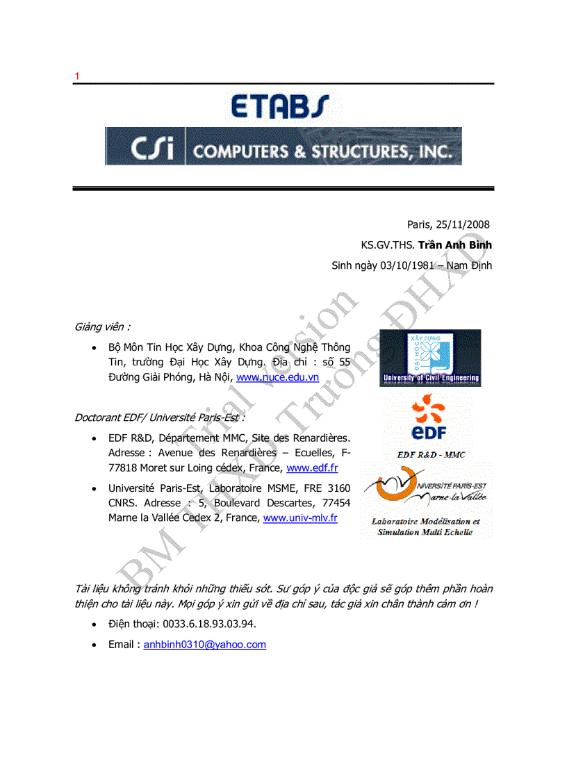 image for page Ứng dụng ETAB trong tính toán công trình