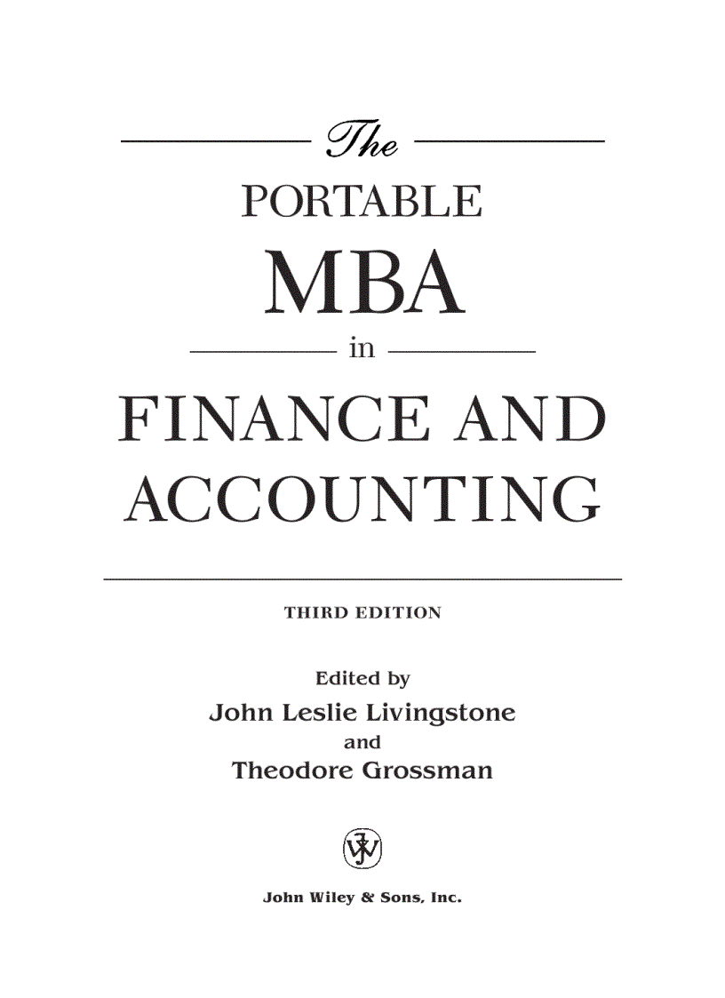 The portable MBA in finance and accounting