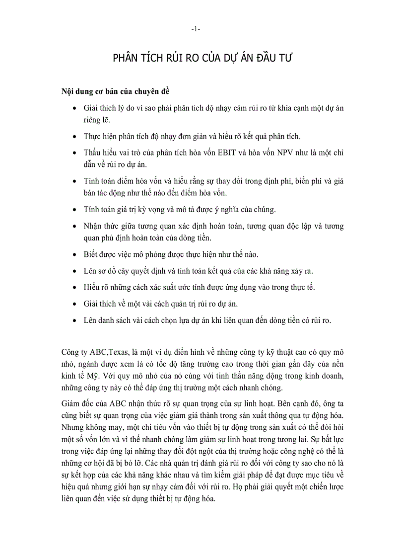 image for page Phân tích rủi ro của dự án đầu tư