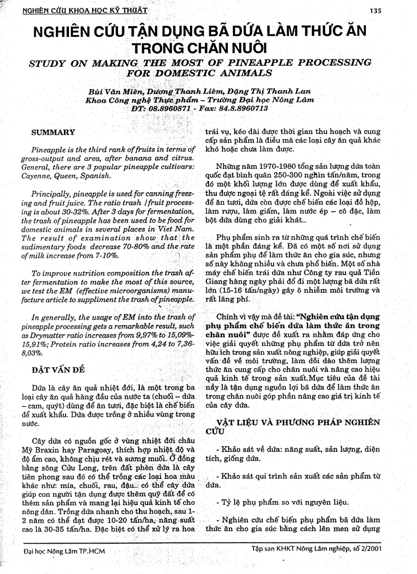 image for page Nghiên cứu tận dụng bã dứa làm thức ăn trong chăn nuôi