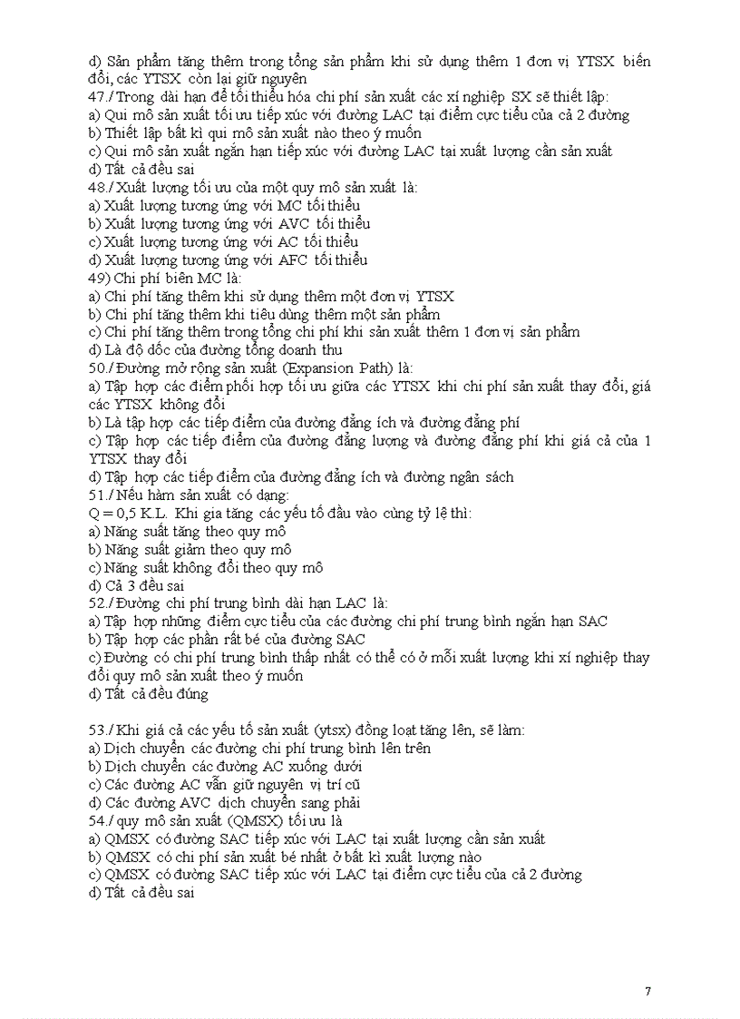 image for page 153 Câu hỏi trăc nghiệm kinh tế vi mô ôn thi văn bằng 2 ĐH Kinh tế