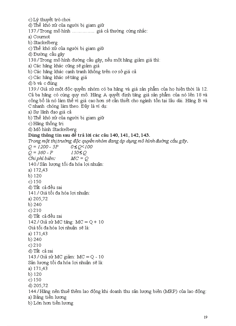 image for page 153 Câu hỏi trăc nghiệm kinh tế vi mô ôn thi văn bằng 2 ĐH Kinh tế