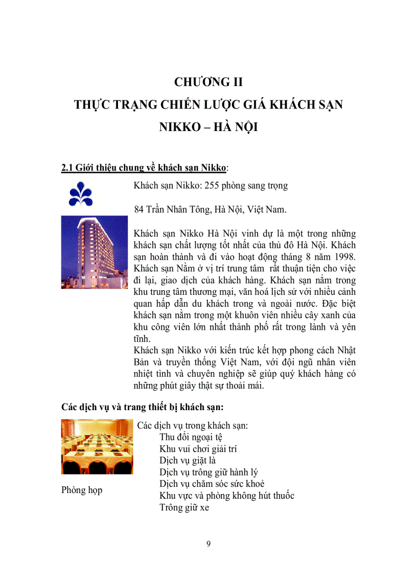 image for page Bài tập quản trị nghiệp vụ lễ tân Chiến lược giá khách sạn Nikko