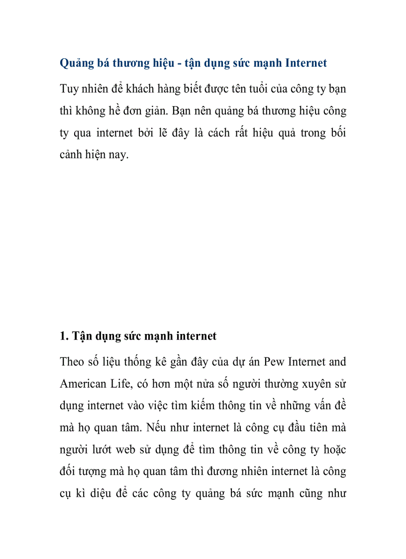 image for page Quảng bá thương hiệu tận dụng sức mạnh Internet