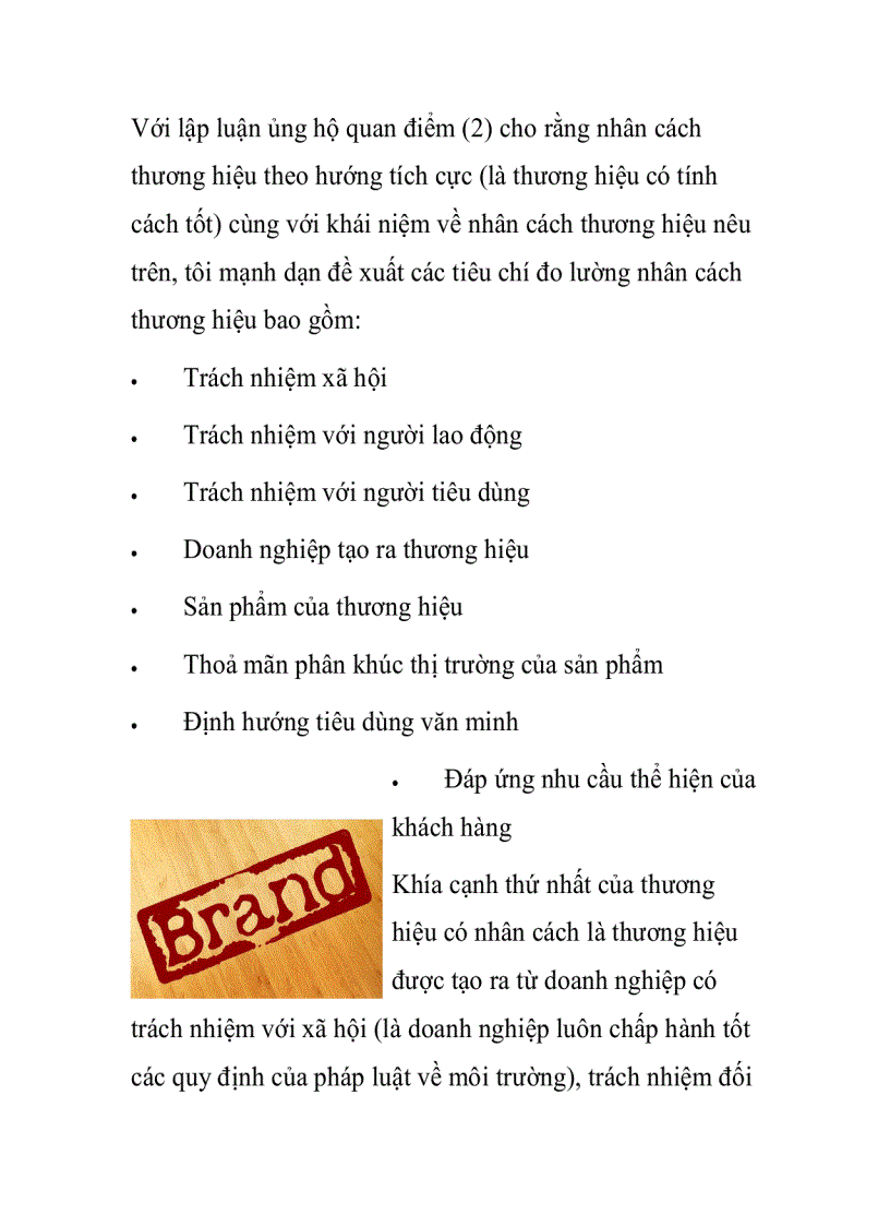 image for page Chuẩn mực chung cho nhân cách thương hiệu