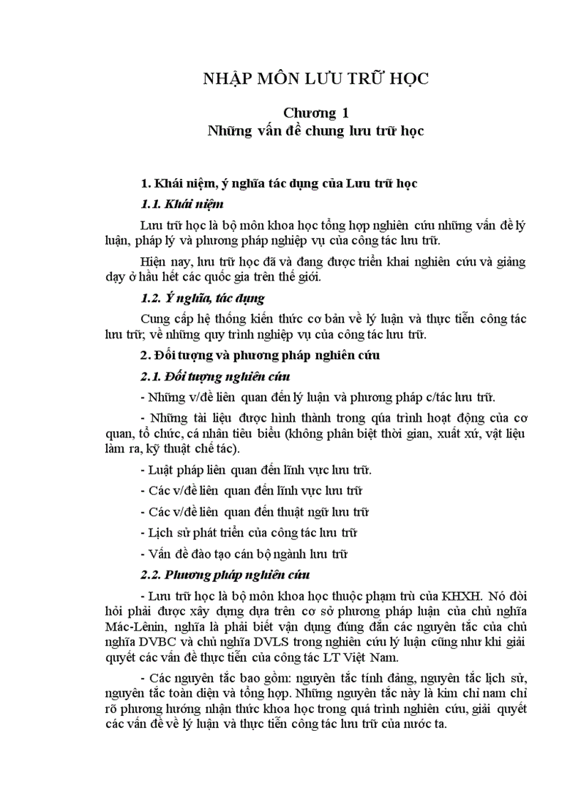 image for page NHẬP MÔN LƯU TRỮ HỌC Chương 1 Những vấn đề chung lưu trữ học