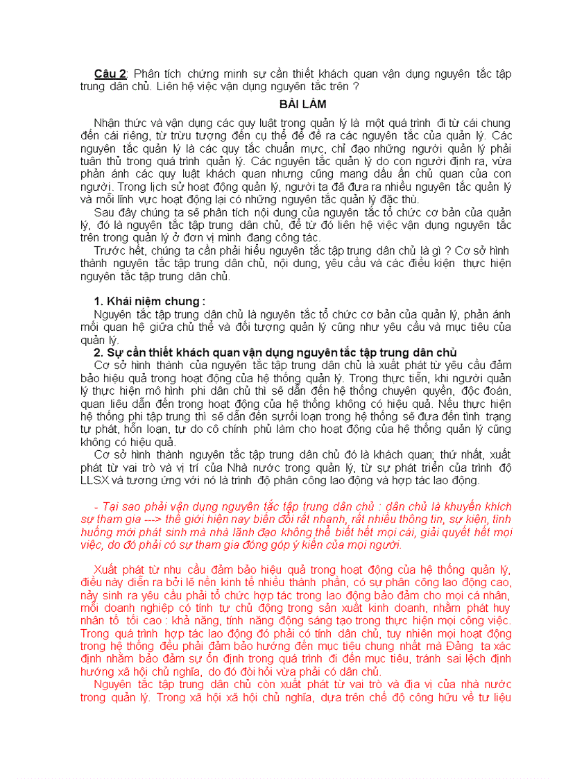 image for page Phân tích chứng minh sự cần thiết khách quan vận dụng nguyên tắc tập trung dân chủ Liên hệ việc vận dụng nguyên tắc trên