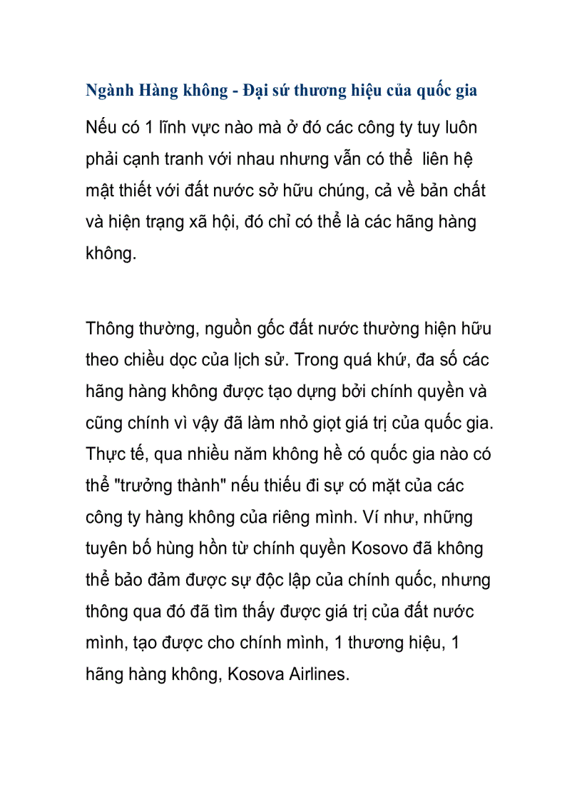 image for page Ngành Hàng không Đại sứ thương hiệu của quốc gia