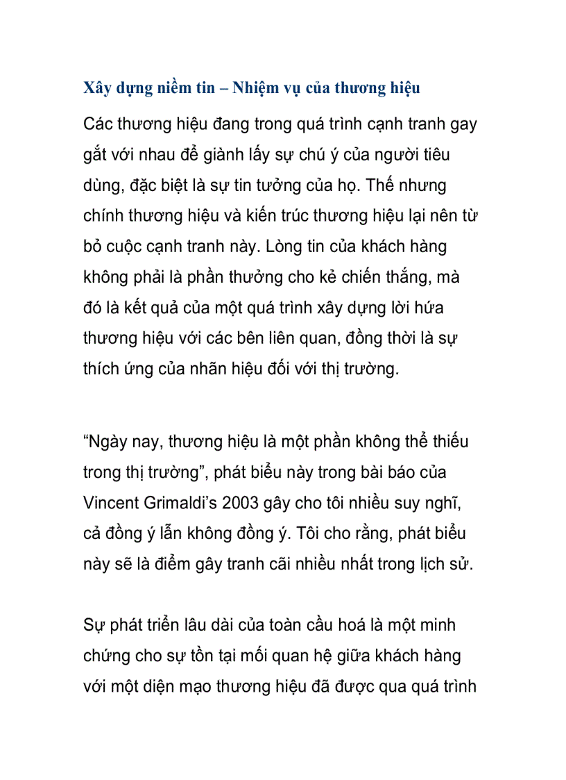 image for page Xây dựng niềm tin Nhiệm vụ của thương hiệu