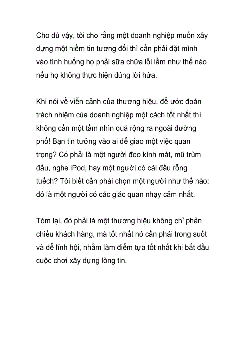 image for page Xây dựng niềm tin Nhiệm vụ của thương hiệu