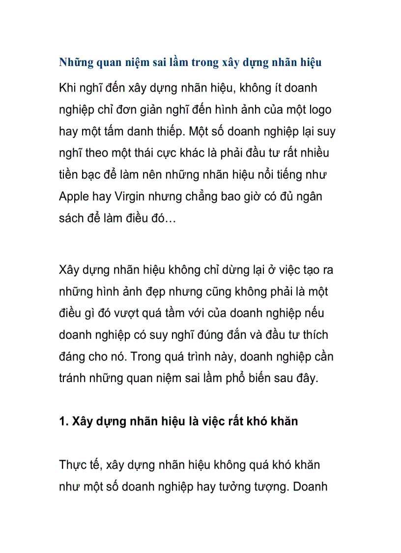 image for page Những quan niệm sai lầm trong xây dựng nhãn hiệu