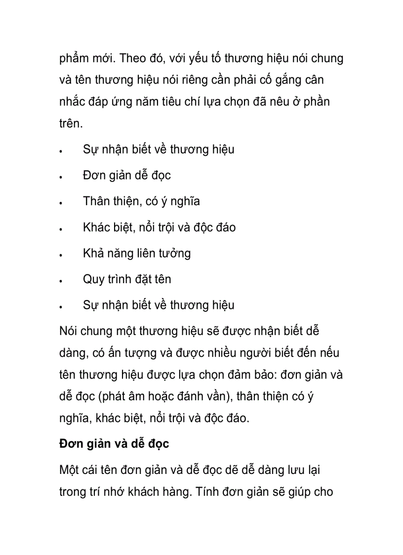 Lựa chọn các yếu tố thương hiệu