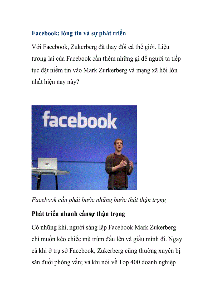 image for page Facebook lòng tin và sự phát triển