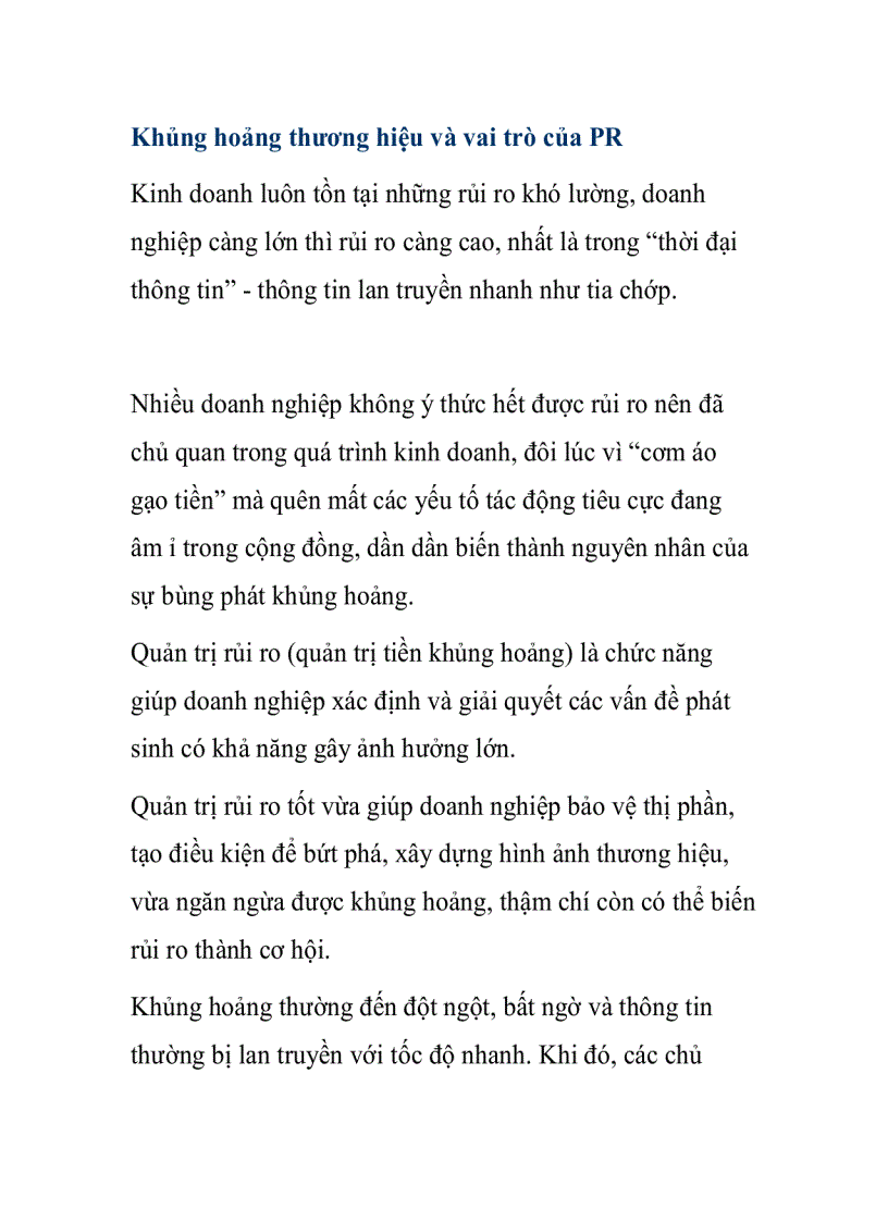 image for page Khủng hoảng thương hiệu và vai trò của PR