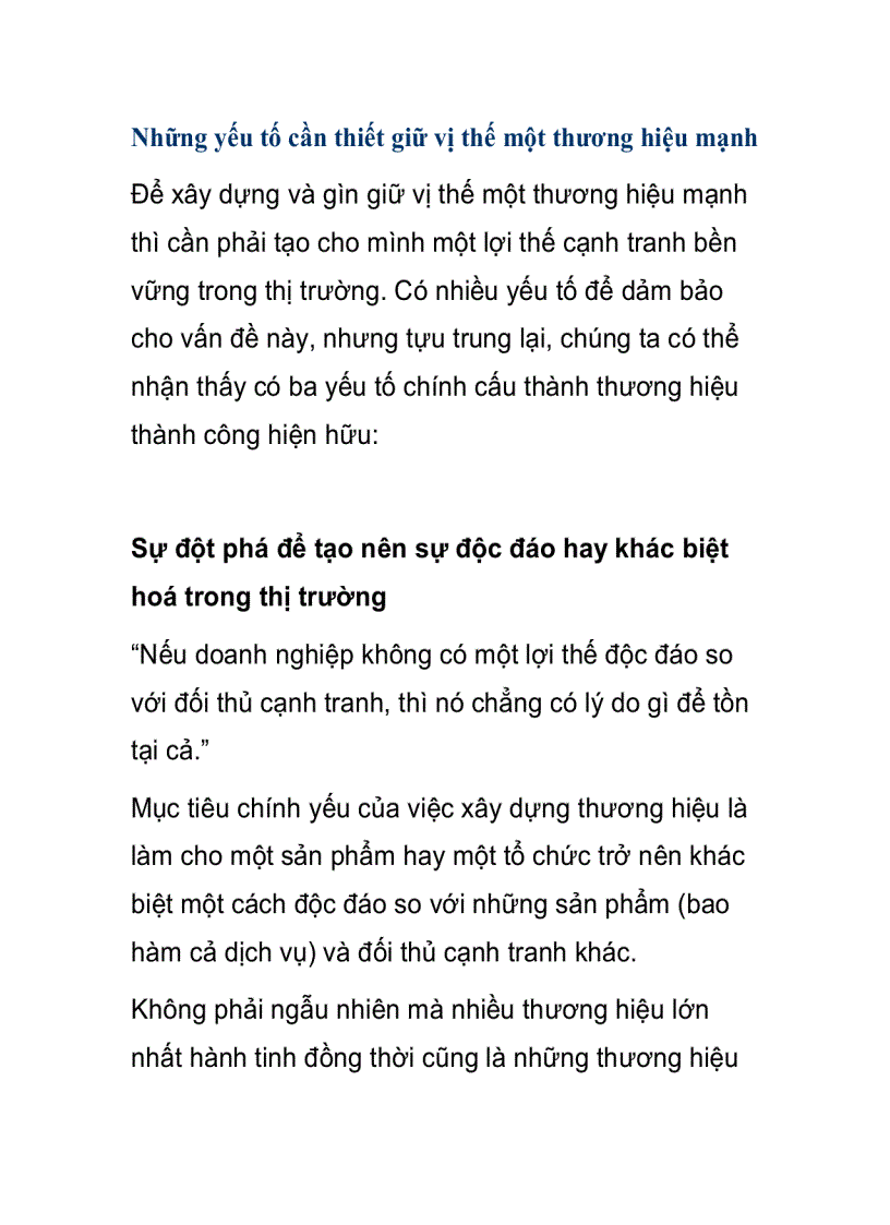 image for page Những yếu tố cần thiết giữ vị thế một thương hiệu mạnh