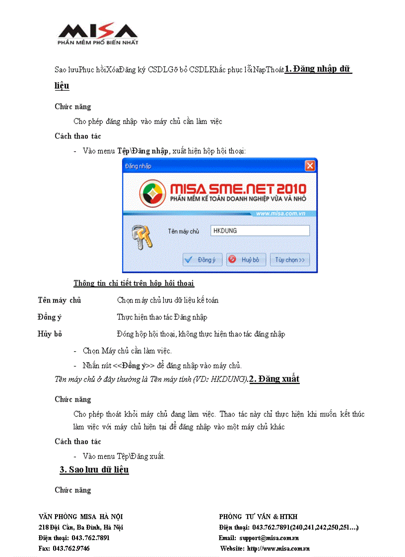 image for page Quản trị dữ liệu MISA SME NET 2010