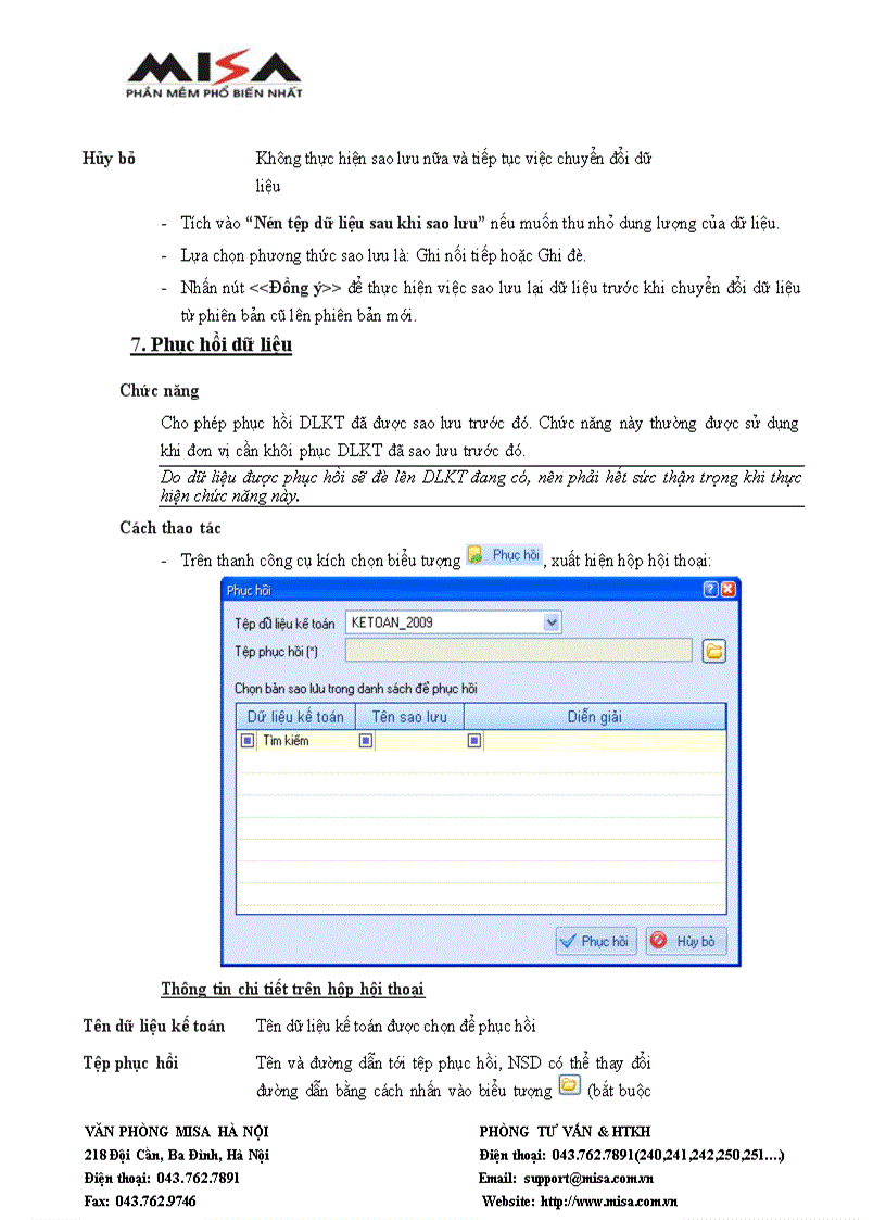 image for page Quản trị dữ liệu MISA SME NET 2010
