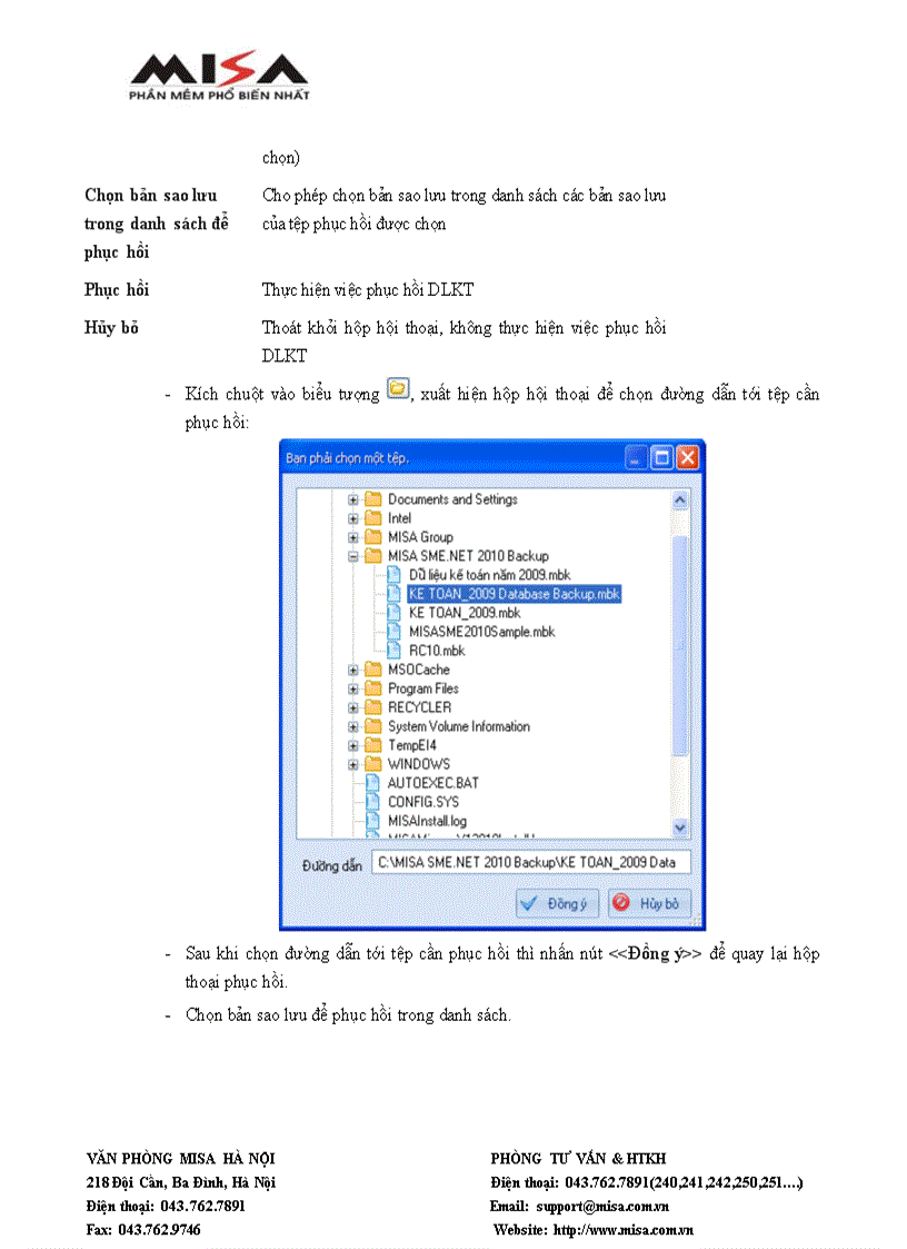 image for page Quản trị dữ liệu MISA SME NET 2010