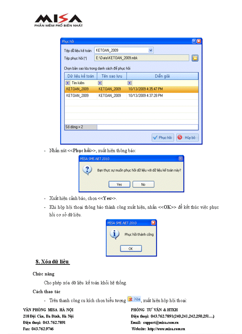 image for page Quản trị dữ liệu MISA SME NET 2010
