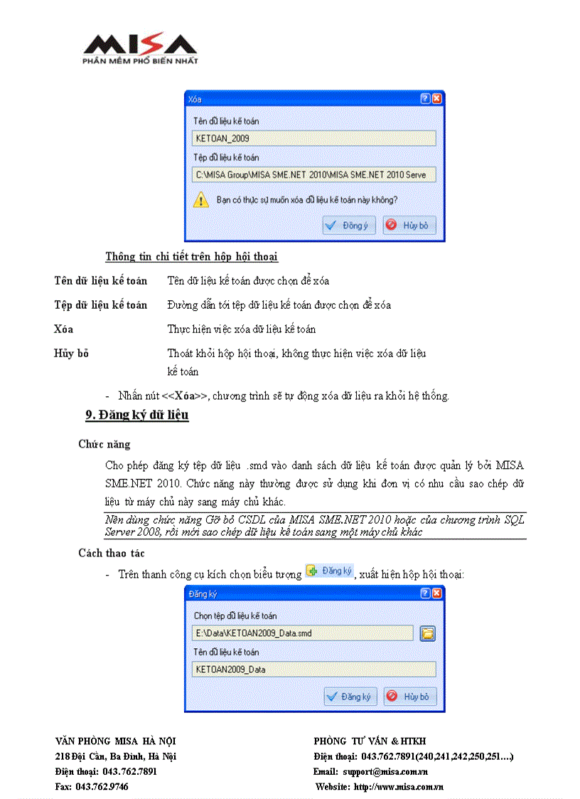 image for page Quản trị dữ liệu MISA SME NET 2010