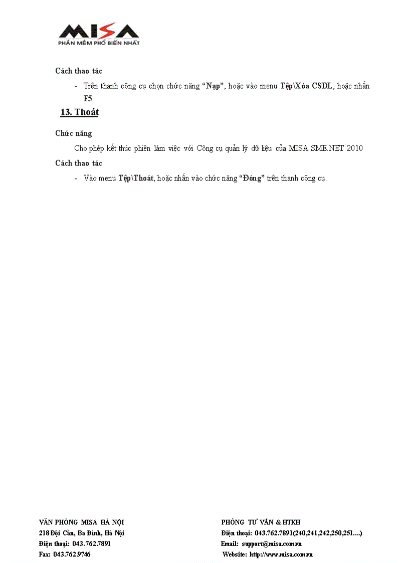 image for page Quản trị dữ liệu MISA SME NET 2010