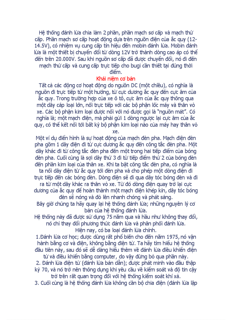 image for page Hệ Thống Đánh Lửa Trên Ôtô